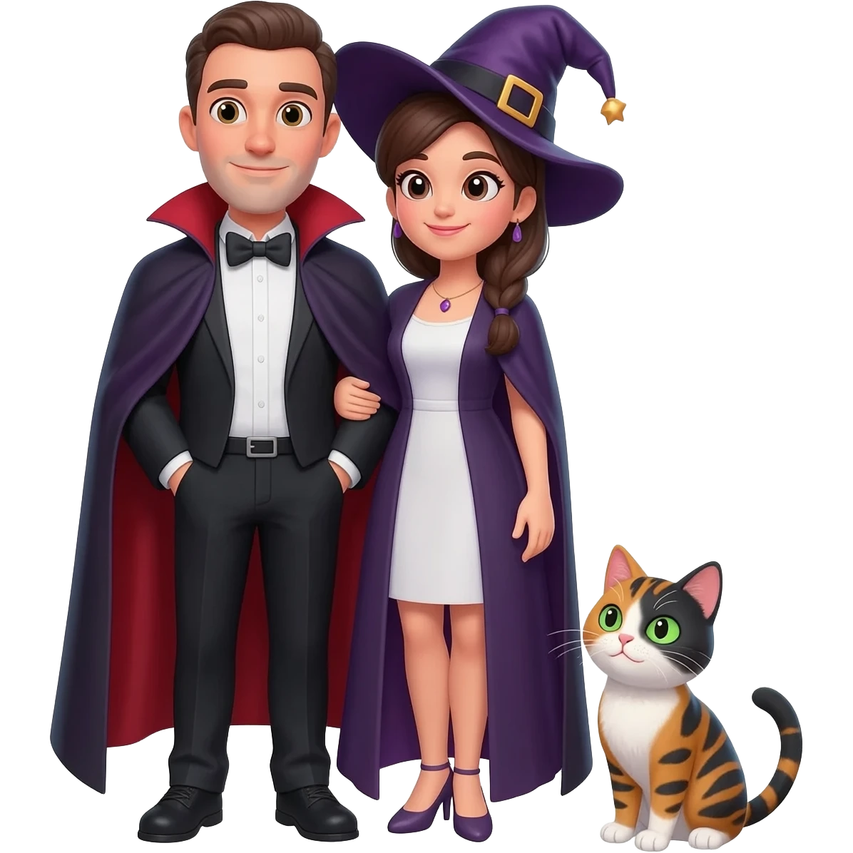magician couple and their pet cat emoji