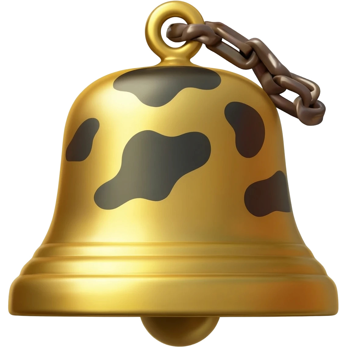 plain gold grater plain cowbell on a collar with black and white cow pattern emoji