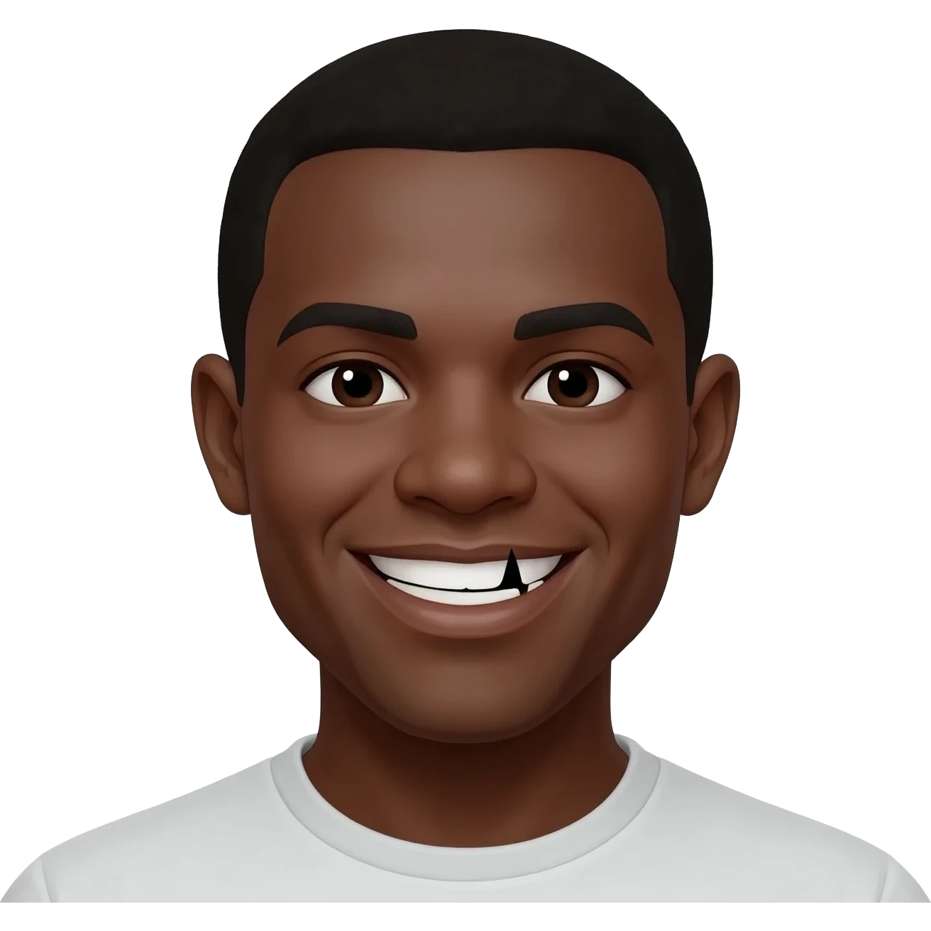 Black man smiling emoji with gap teeth emoji