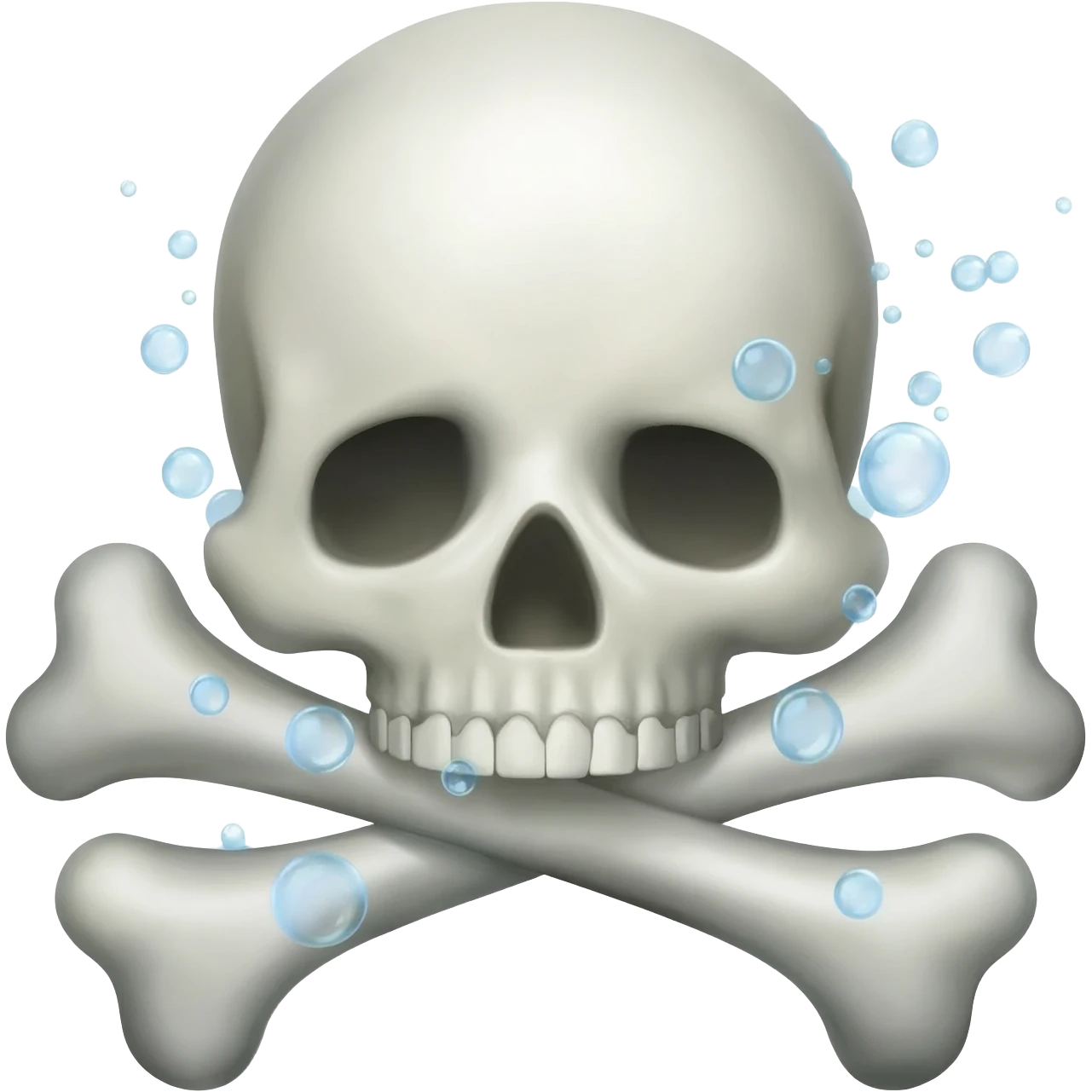 a skull and crossbones with bubbles coming out of it, indicating a sickness emoji