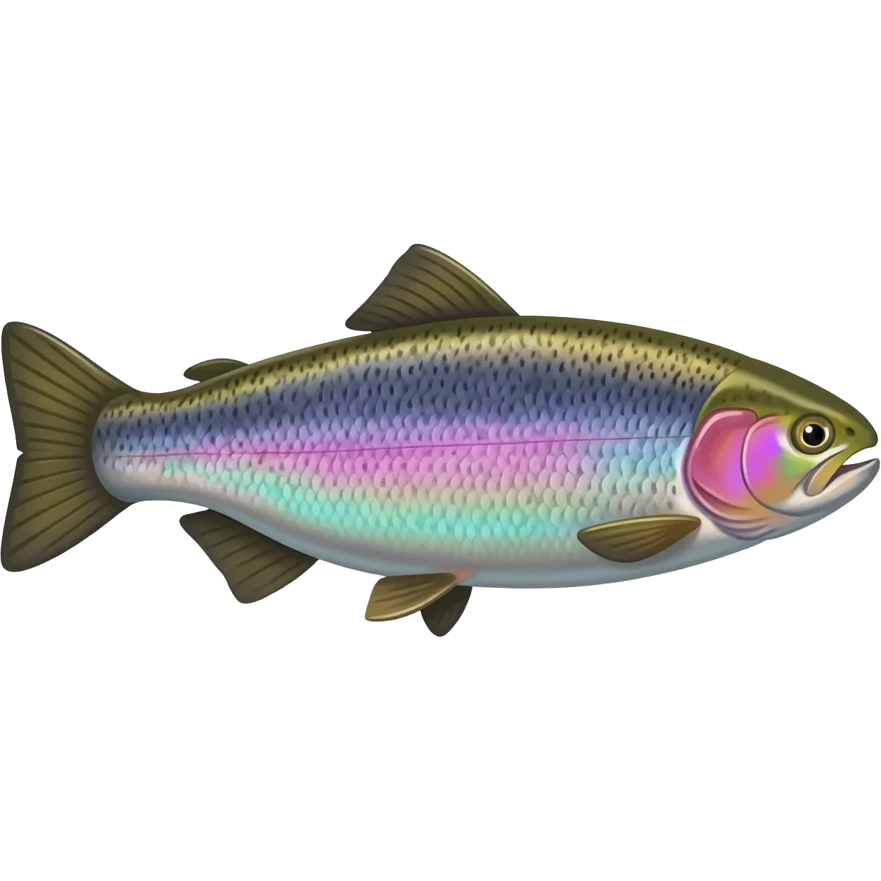 realistic rainbow trout fish bright purple blue green yellow white emoji
