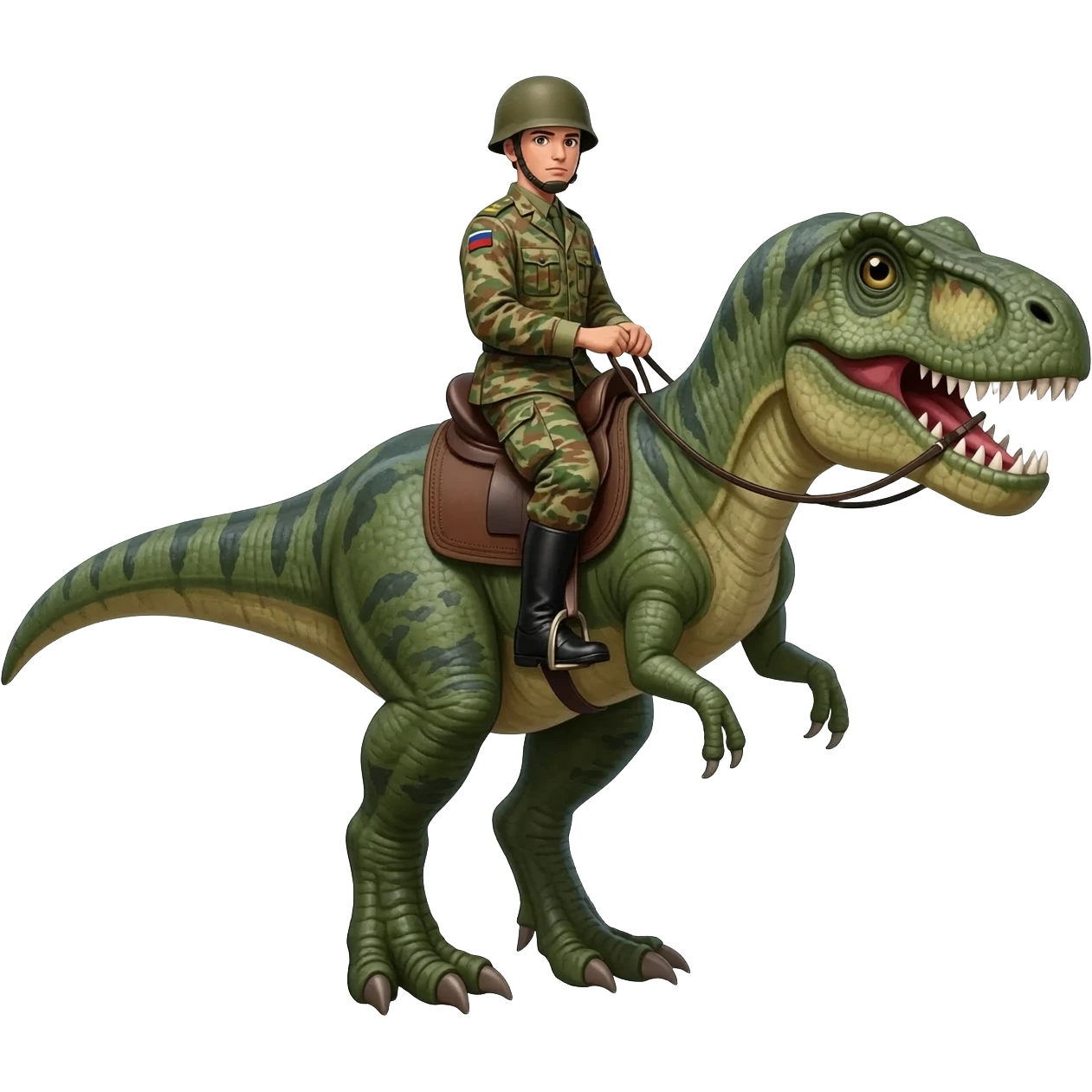 soldier riding an dinosaur emoji