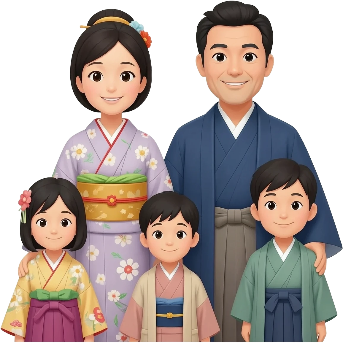 traditional japan family mother and father with children emoji