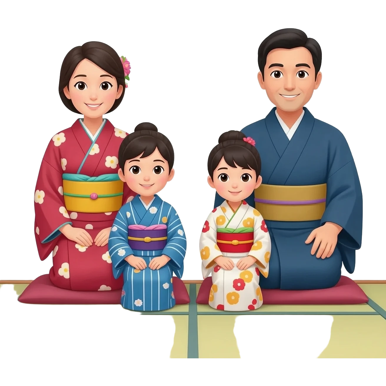 traditional japan family mother and father with children emoji