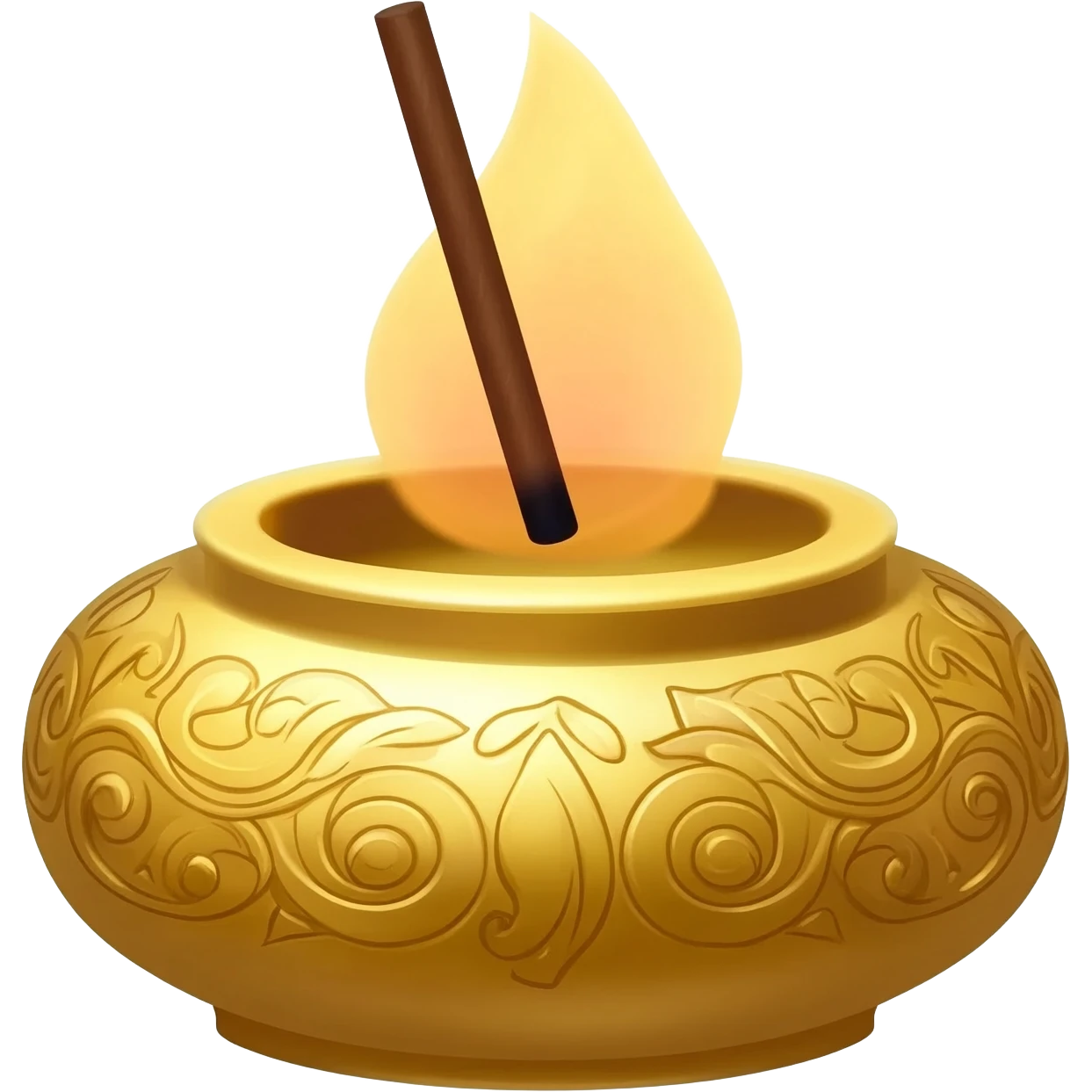 golden incense holer with burning incense stick emoji