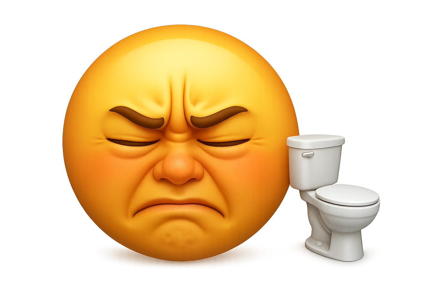 emoji stile iphone che riguarda l'argomento "stipsi/andrò al bagno oggi?", iperrealistico 4k emoji