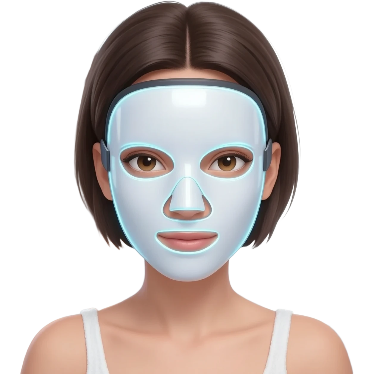 face mask self care brunette female, LED FACE MASK currentbody emoji