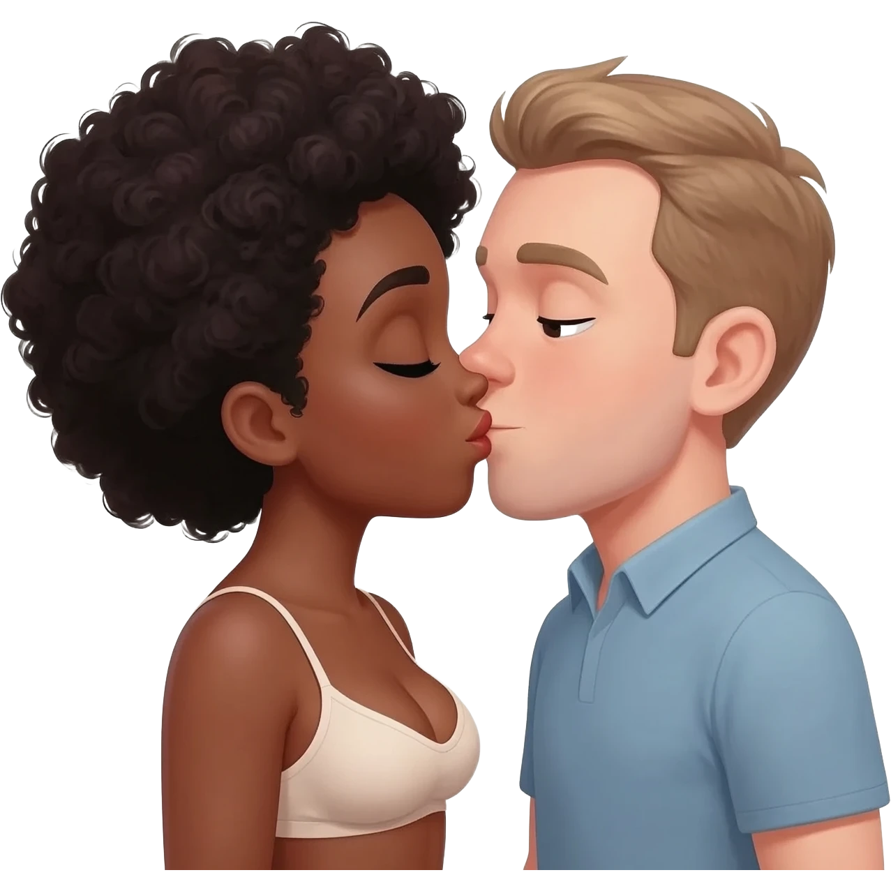 امراءة سوداء سوداء صدرها كبير يقبلها رجل ابيض emoji