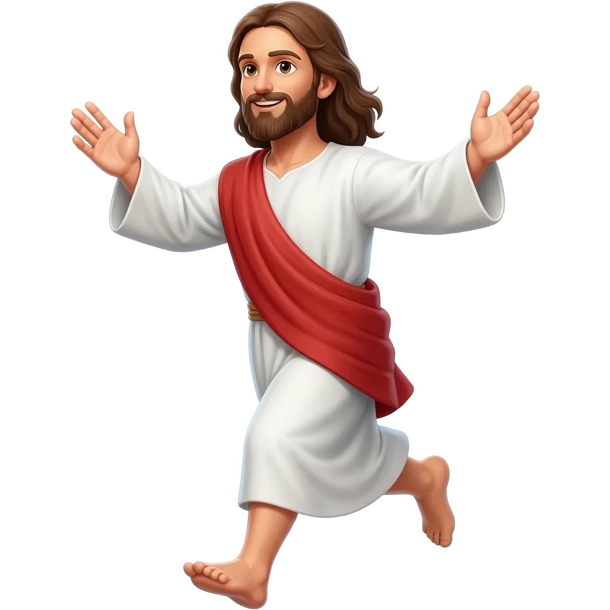 нарисуй как Иисус бежит с распростертыми объятиями emoji