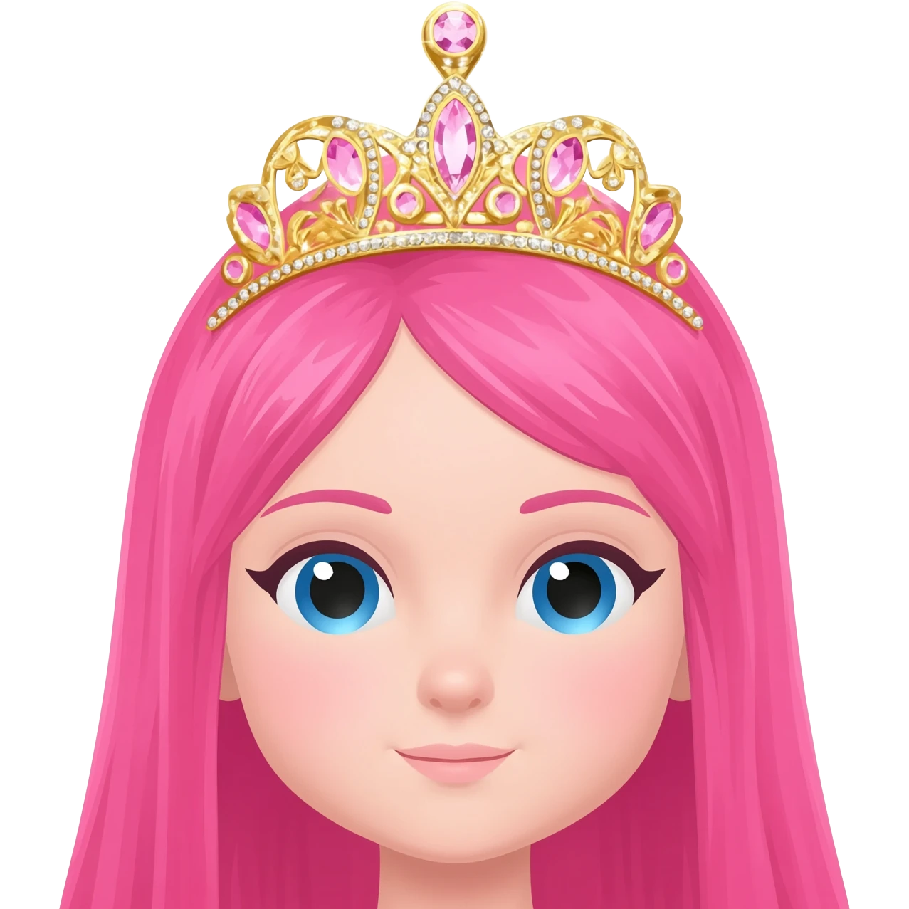 girl with princess pink/gold crown and blue eyes emoji