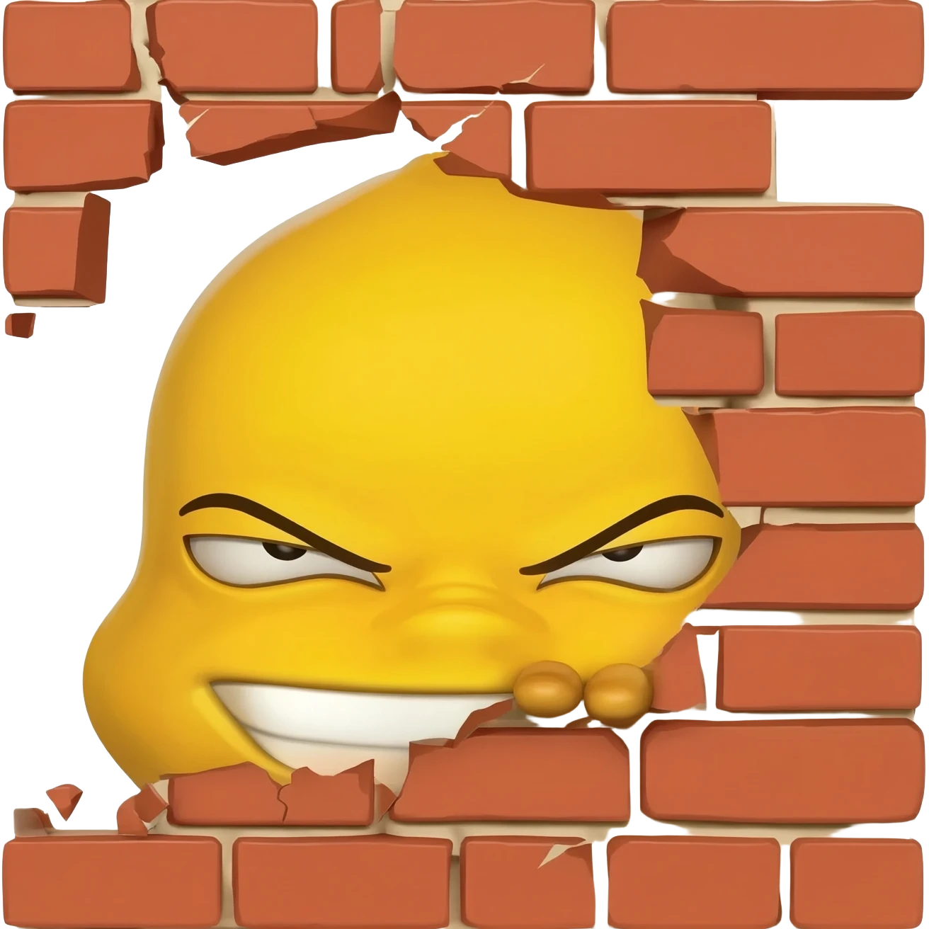 Yellow emoji face sneakily peeking from behind wall emoji