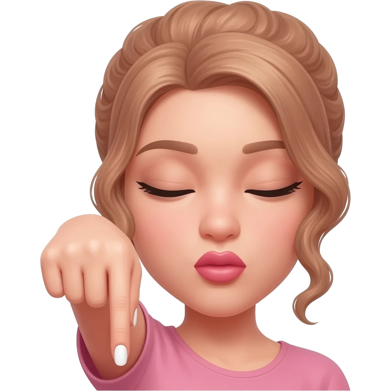 GIRL SHOWING NAILS DOWNWARDS WITH BIG LIPS emoji