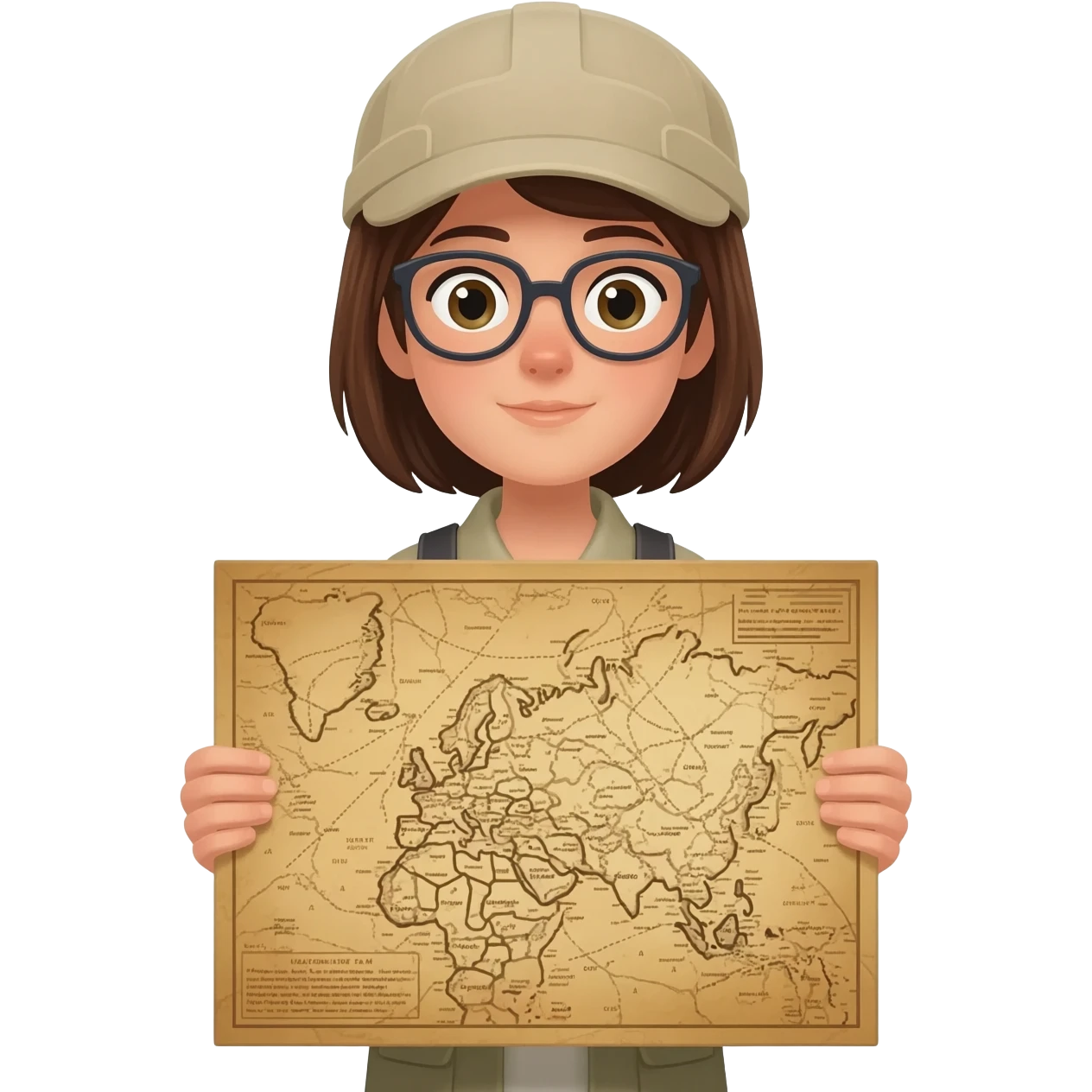 archaeologist girl is holding a map emoji