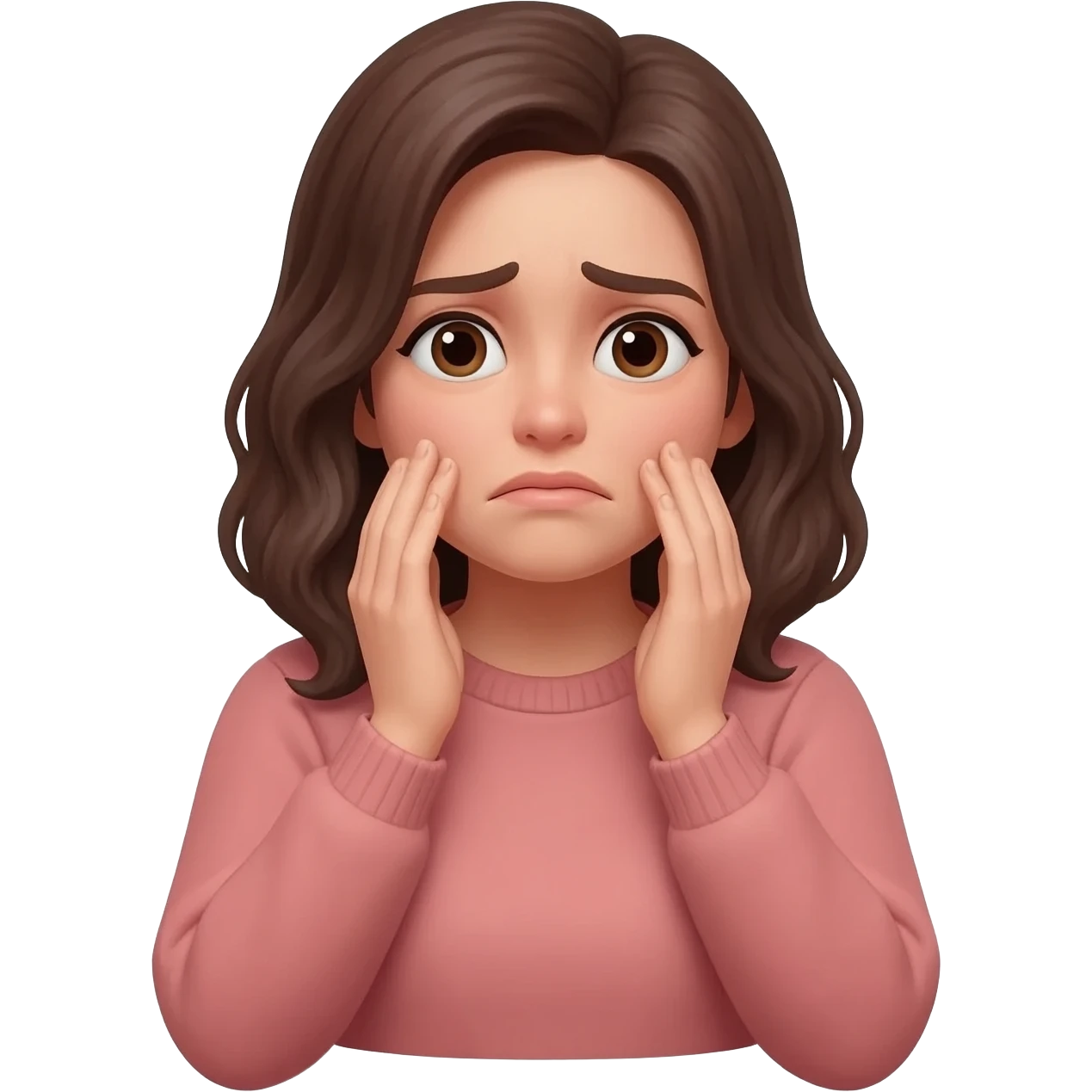 generata a woman facing the front / the viewer. Bodylanguage has to say "im begging please" emoji