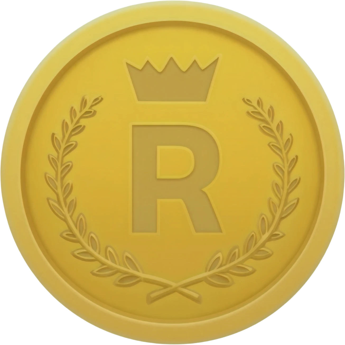 gold coin with "R crown" level in center and minimal laurel thin emoji