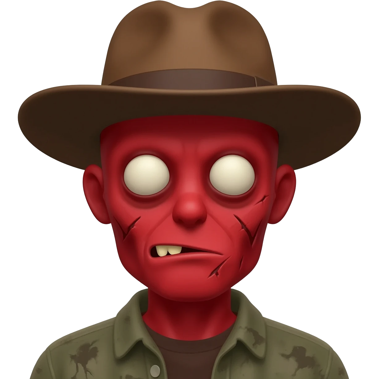 A zombi with red skin and a brown hat emoji