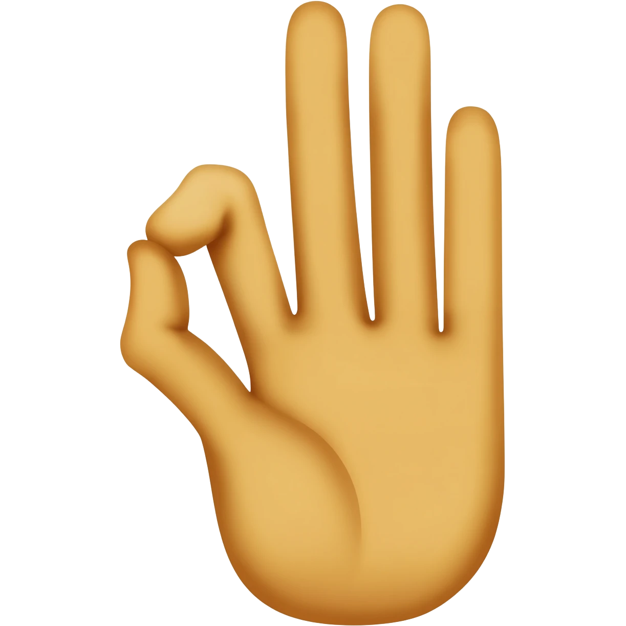 Emoji-style yellow hand making the Turkish fig sign: thumb between index and middle finger, other fingers curled, palm forward, simple emoji design, white background. emoji
