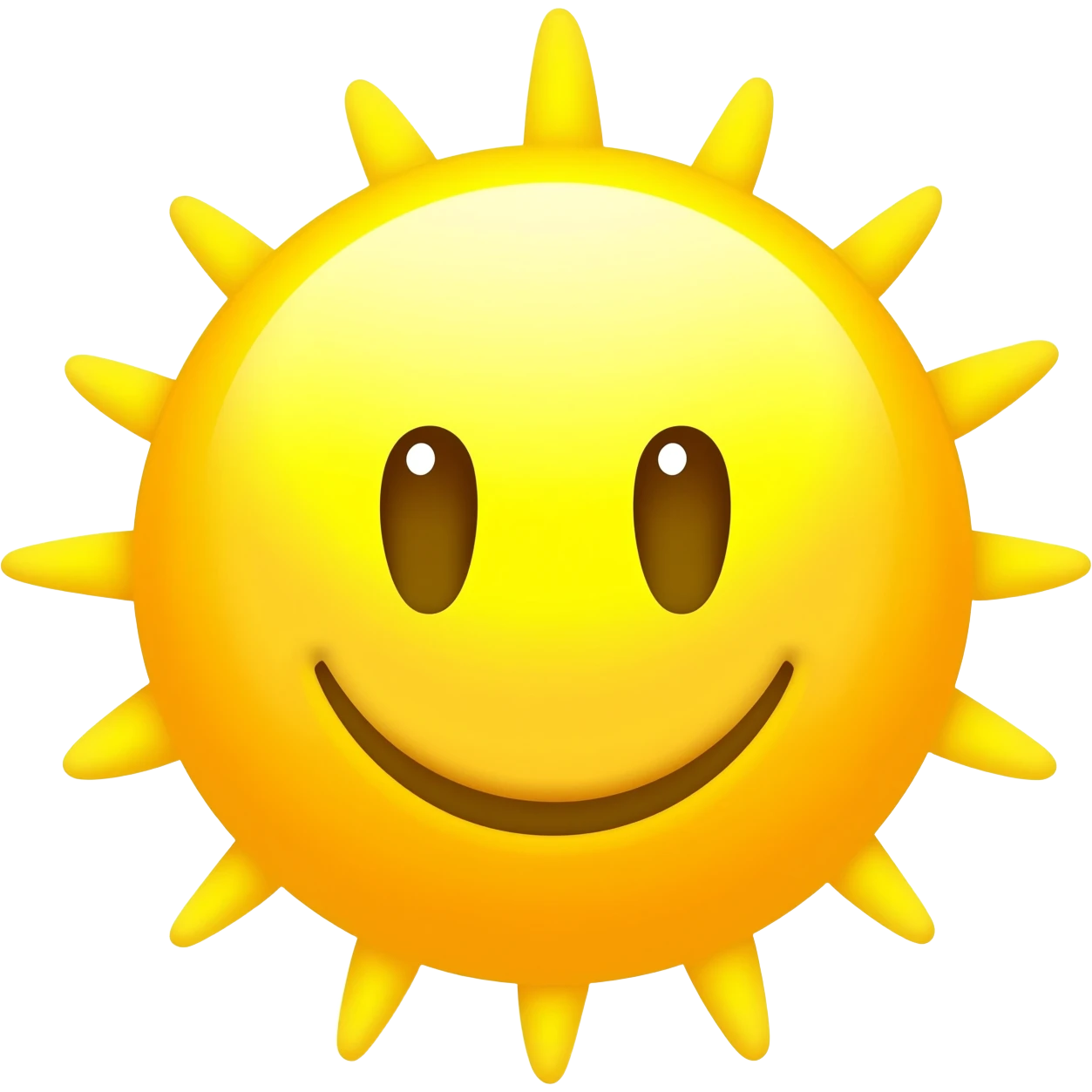 round yellow face with tiny sun rays sticking out, looking happy and glowing. emoji