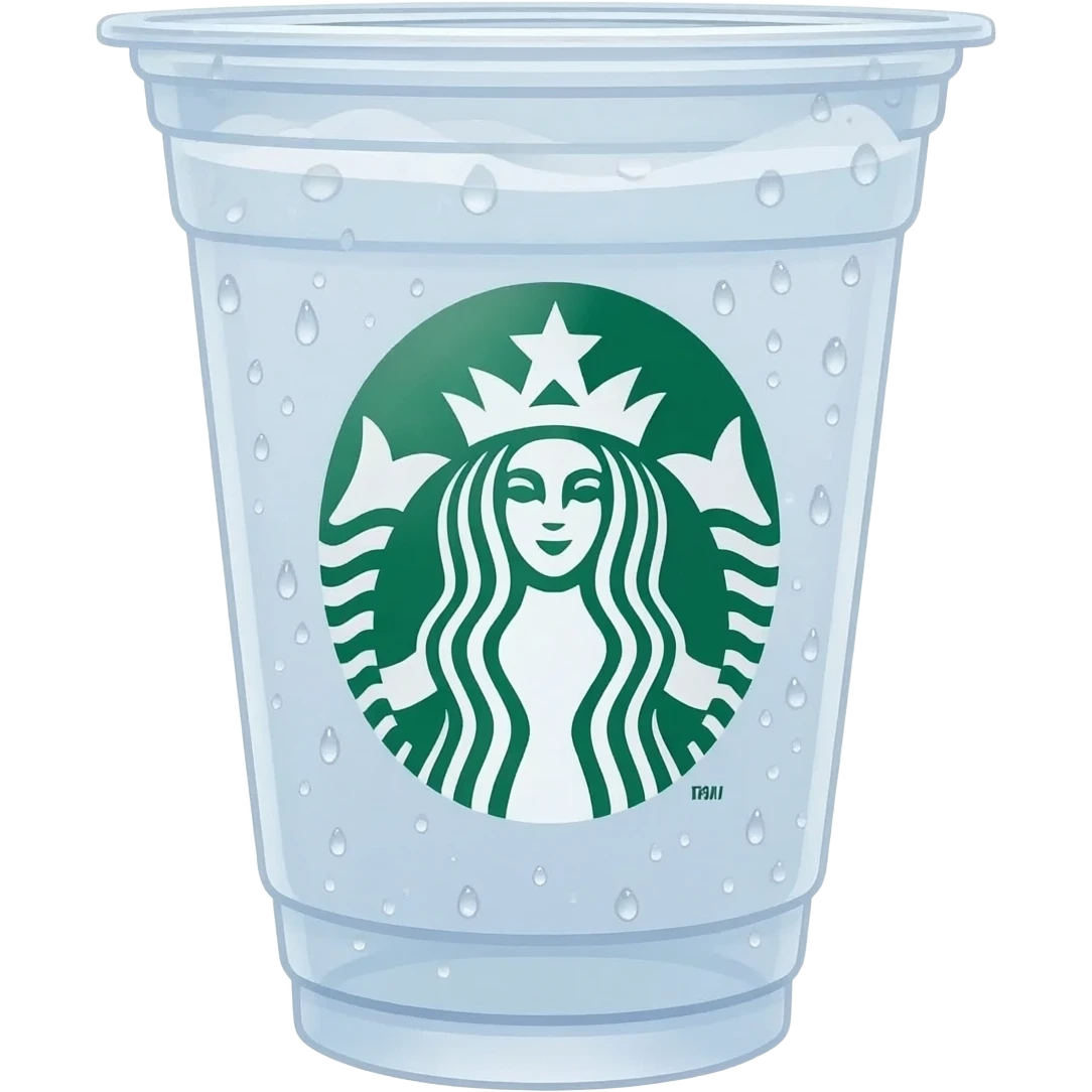 an ice Starbucks cup, with ariana grande as the logo emoji