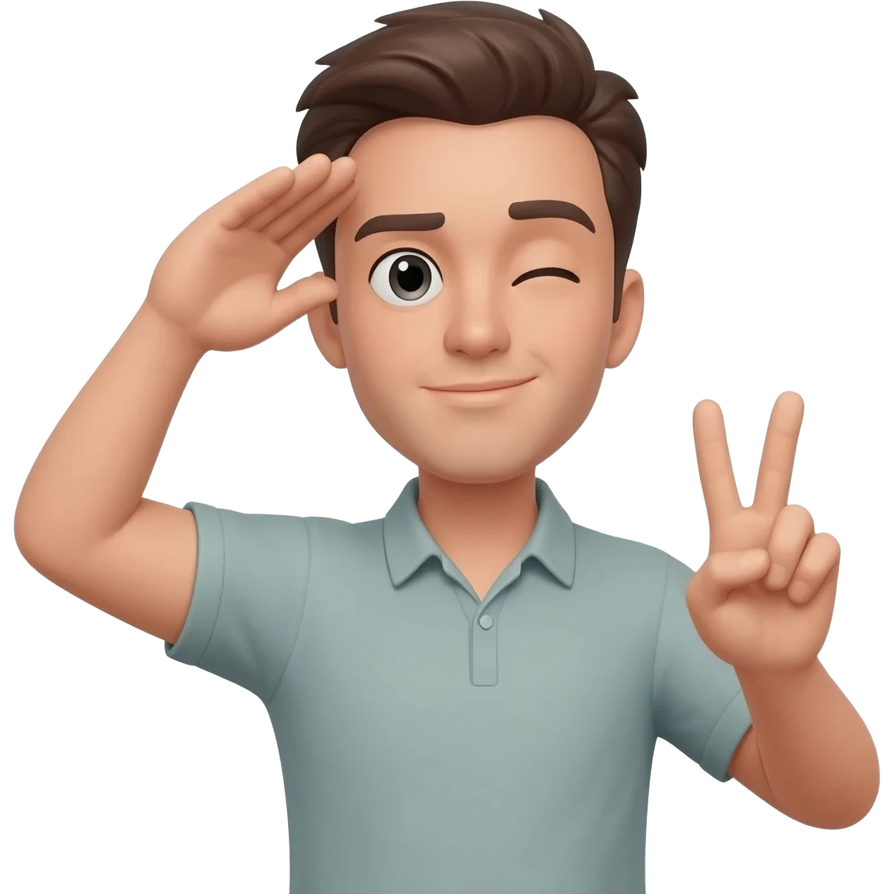 I want this 🫡✌️🫩 mixed into 1 emoji remove the hand on the chest emoji