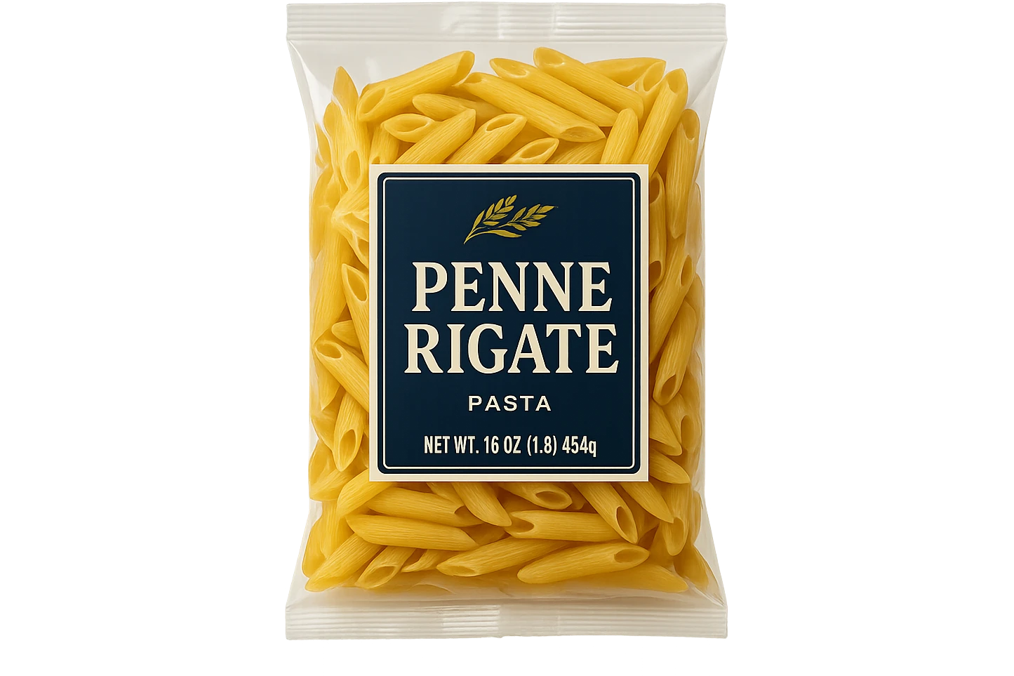 pacco di pasta (penne rigate) realistico, 4k emoji