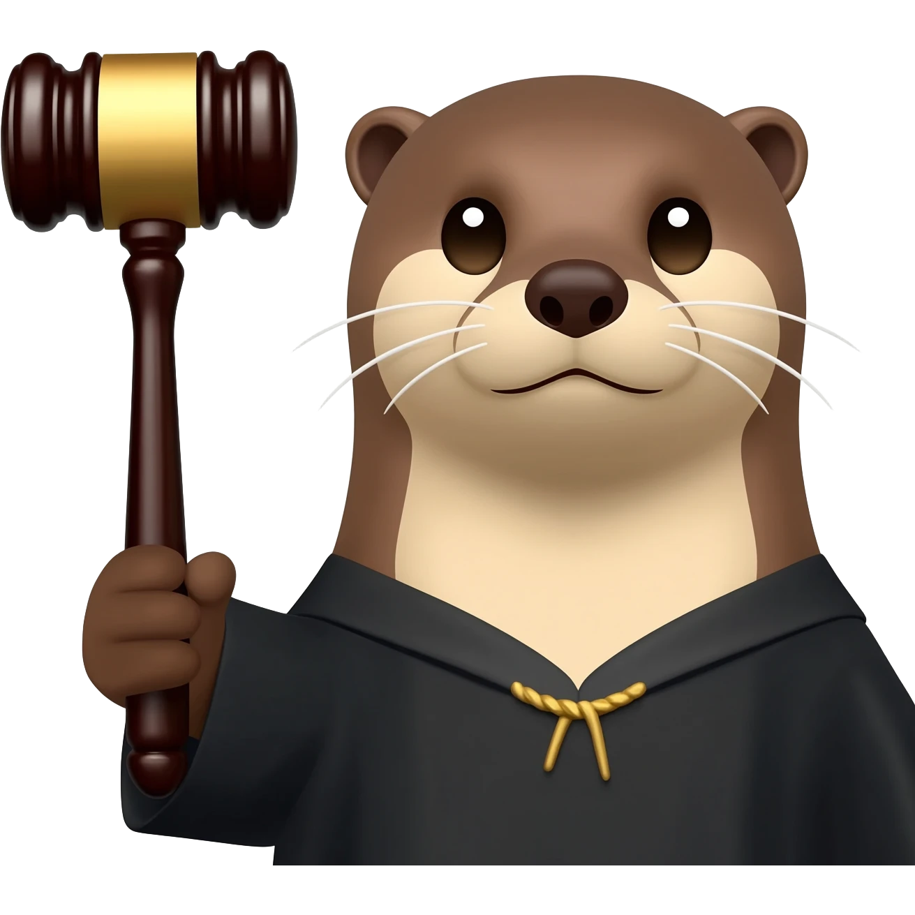 serious otter close-up with a judge's gavel emoji