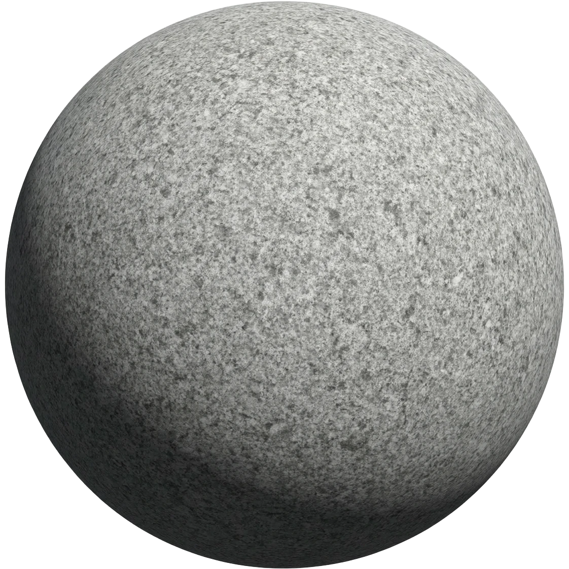 Simple 3D emoji: a perfect sphere of heavy, coarse grey granite, completely absorbing light. Represents a dead end or ban. Harsh shadow, isolated on white. emoji