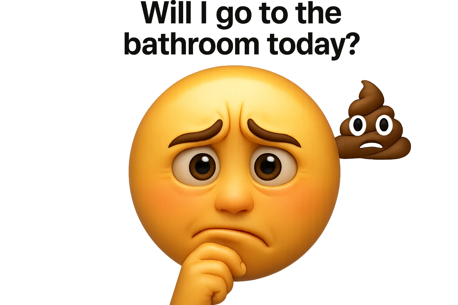 emoji stile iphone che riguarda l'argomento "stipsi/andrò al bagno oggi?", iperrealistico 4k emoji