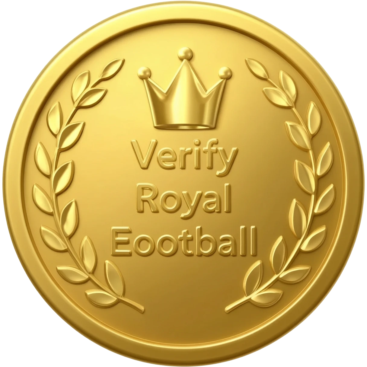 gold coin with "crown and Verify Royal Efootball" level in center and minimal laurel emoji