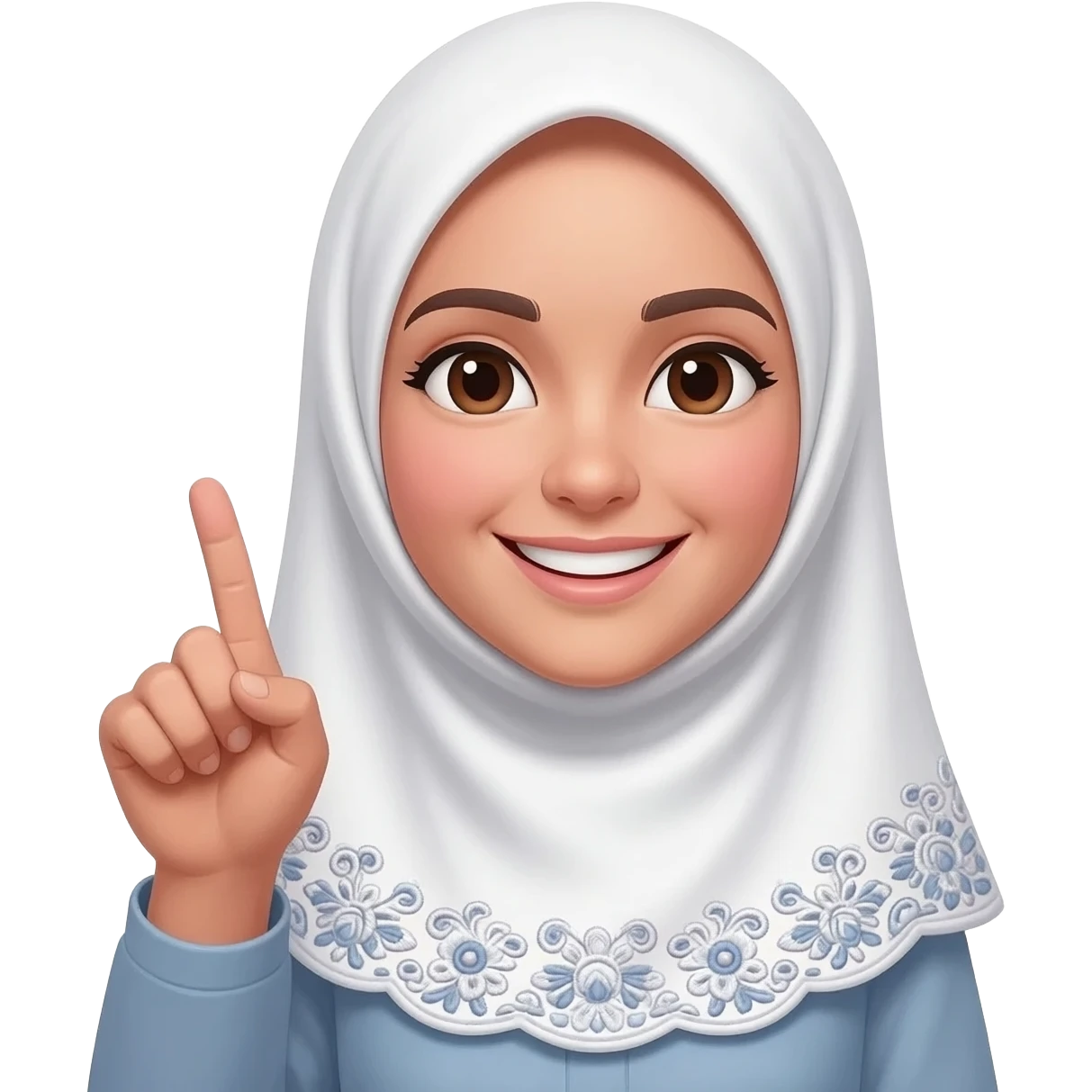 this smiling light complexion hijab emoji should point emoji