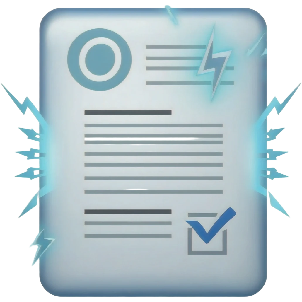 A CV document with electricity shining around it emoji