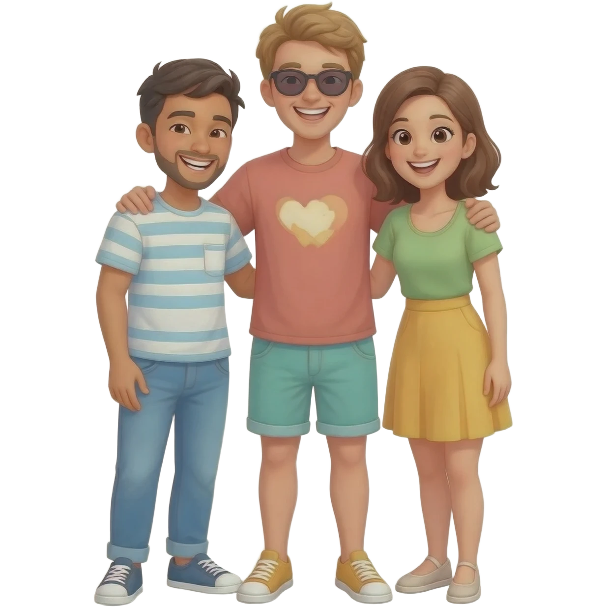 group of three friendly people together emoji