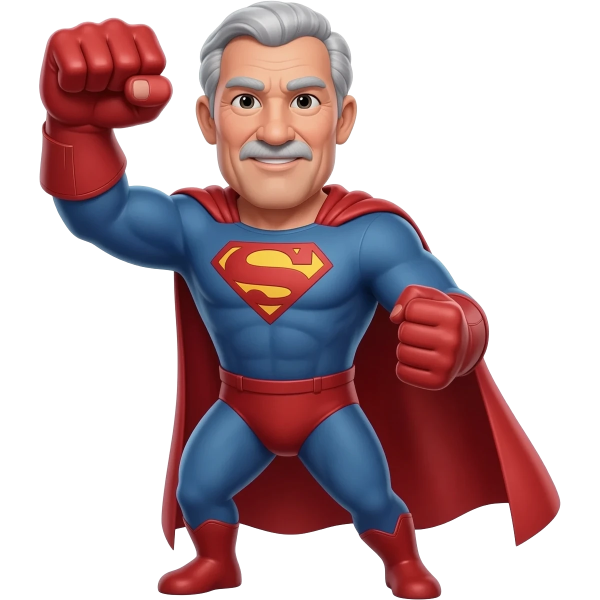 RFK Junior, a Grey haired old man with the voice of a broken robot that's "in shape" in a realistic photo style, full body, powering up his hands like a super hero emoji