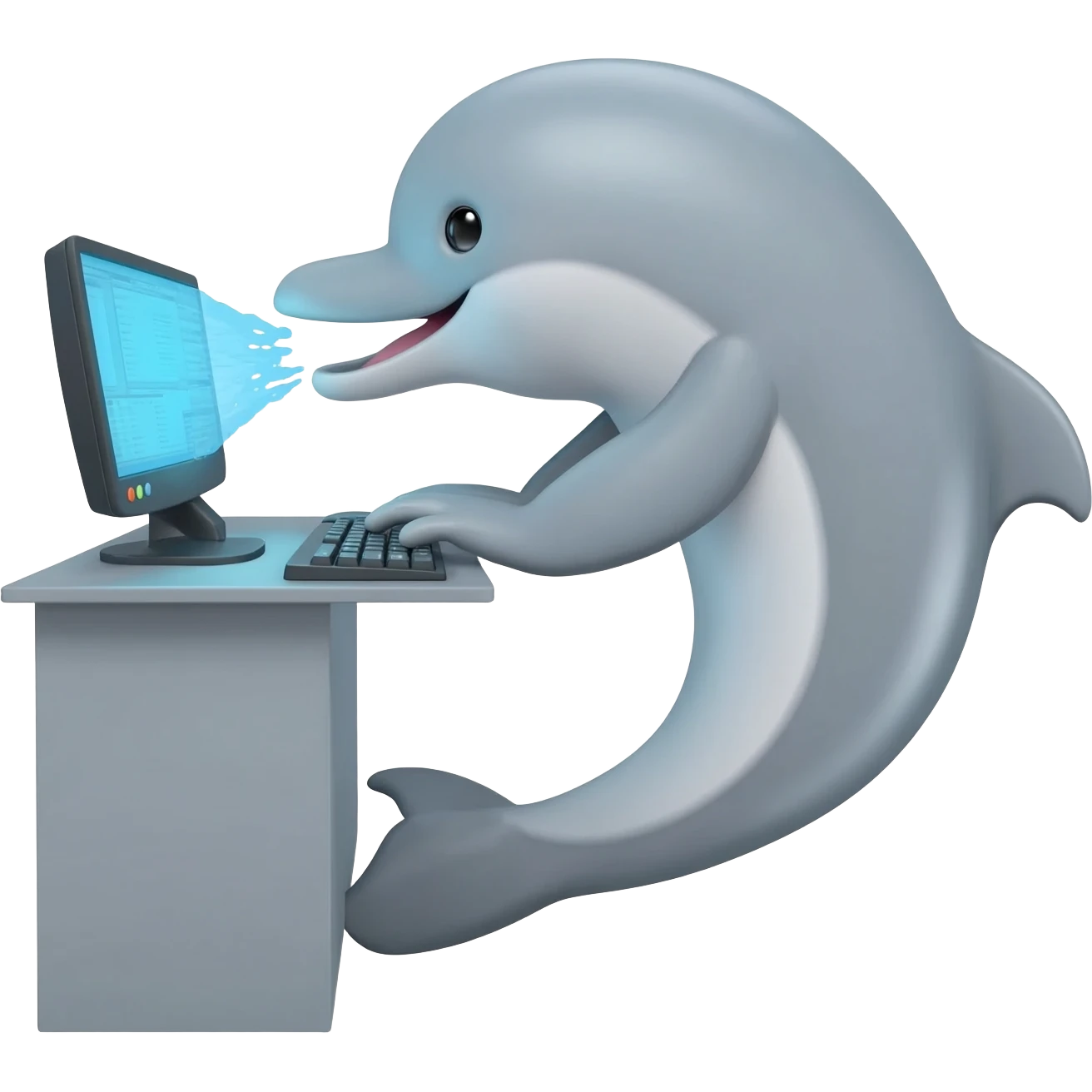 Dolphin typing at computer emoji
