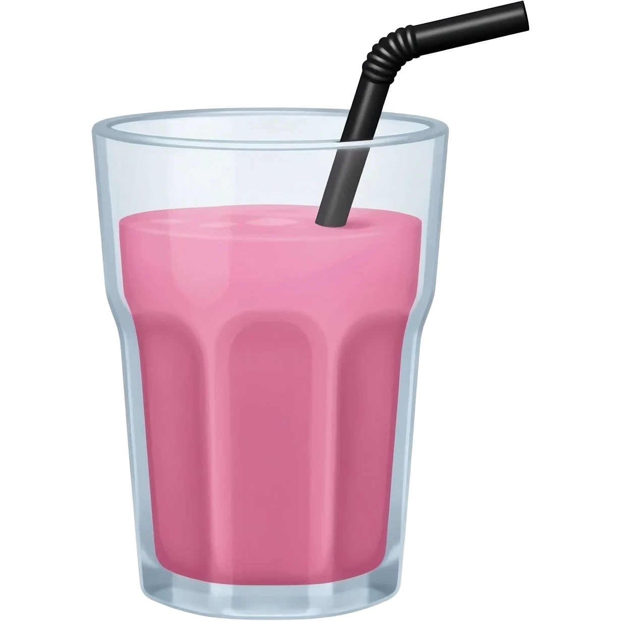 Smootie rose dans un grand verre avec une grande paille noir  Style réaliste emoji