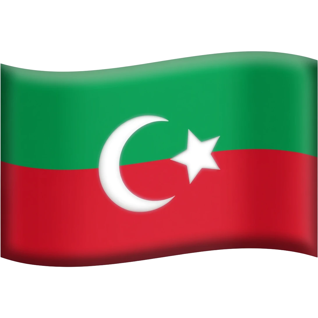 Flags with horizontal top half green bottom half red with a crescent and star in the middle emoji