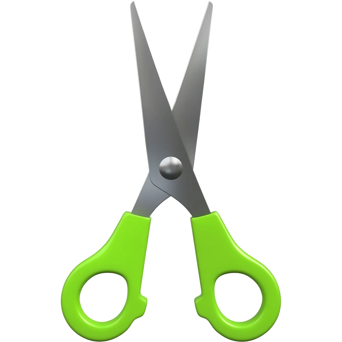 Full scissors with mid green handle, pointed up, blades and handle open emoji
