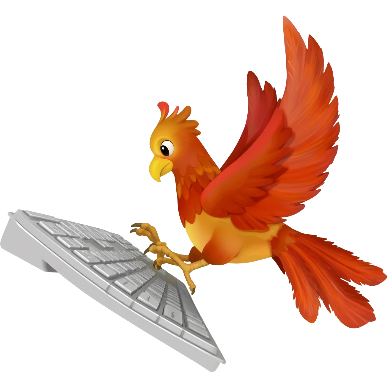 phoenix bird typing on a keyboard really fast emoji
