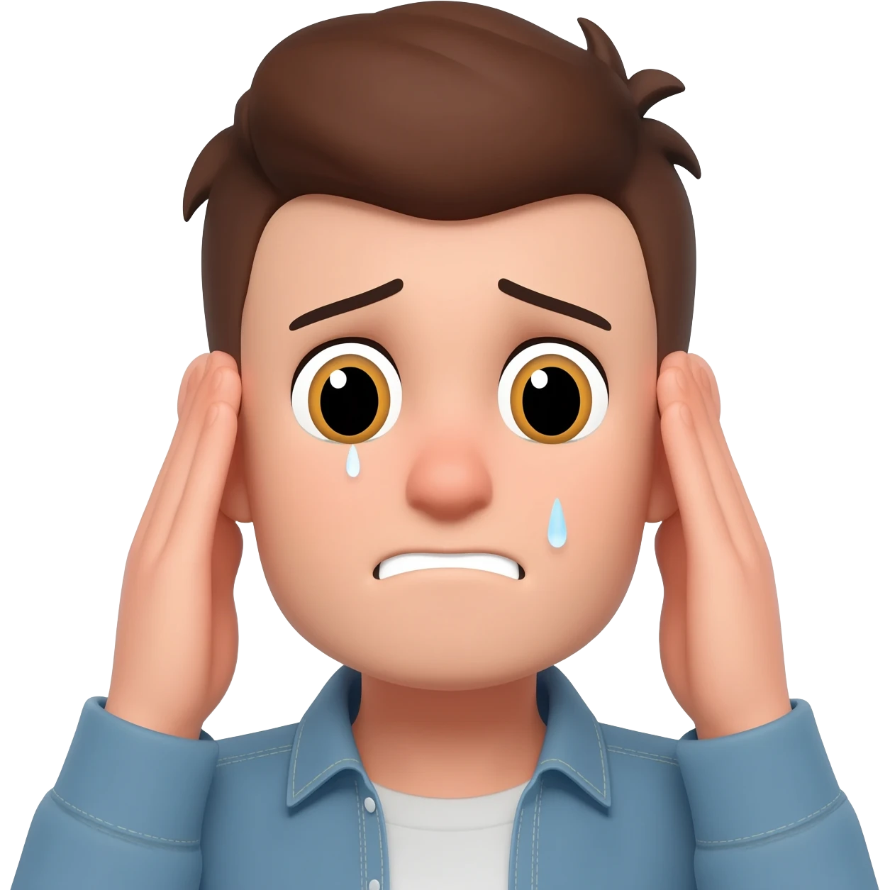 Sad emoji face holding both ears and saying sorrysaying sorry emoji