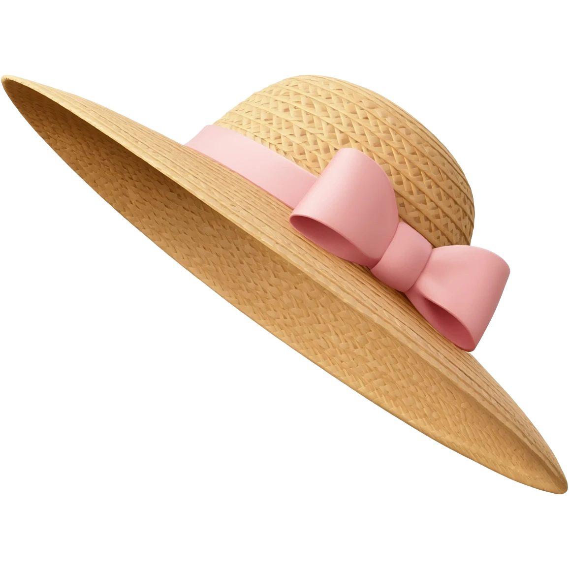 The straw hat must have a light pink bow on it. emoji