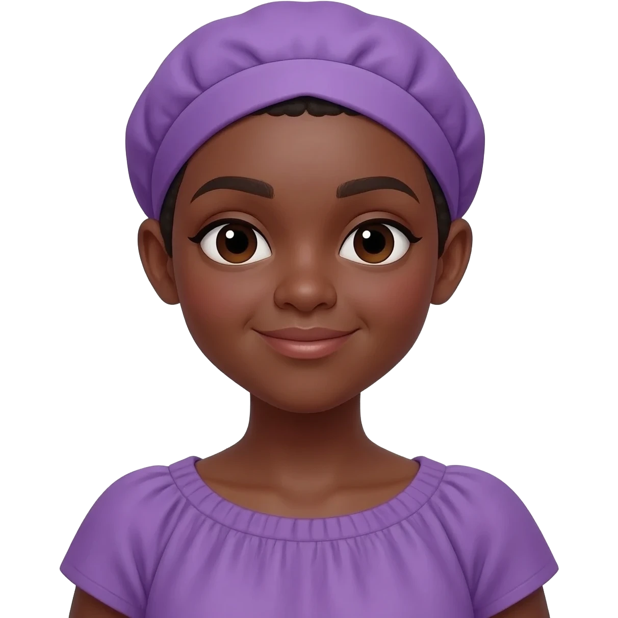 black girl with purple bonnet emoji