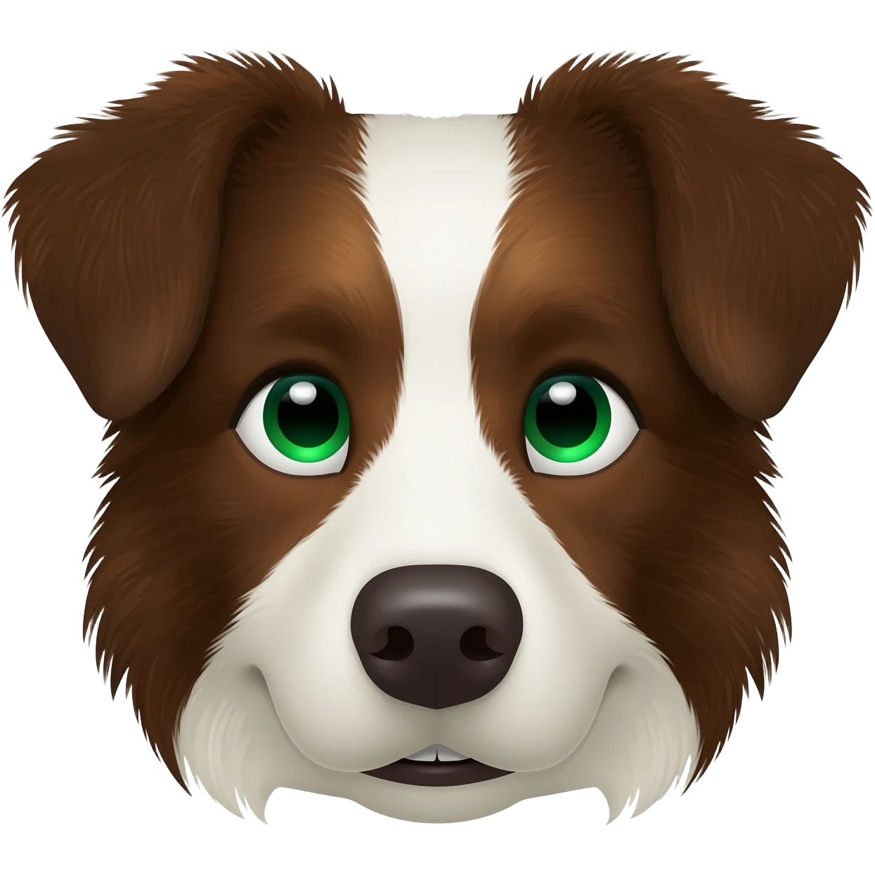 Face of seniorrr female working border collie emoji with green and blue eyes emoji