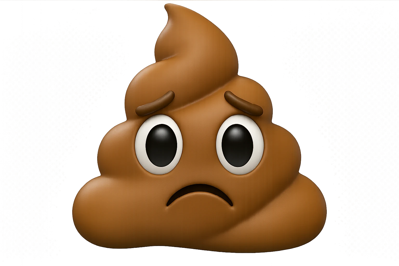 emoji stile iphone 3d di una cacca con espressione triste, iperrealistiche 4k emoji