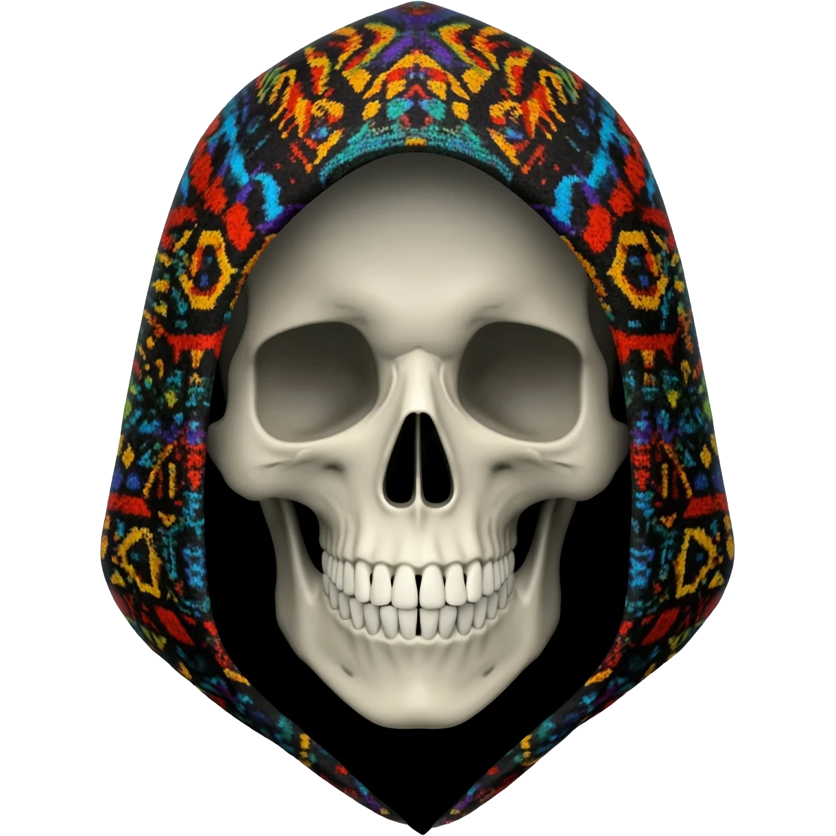skull wearing a hood difernt hood colors emoji