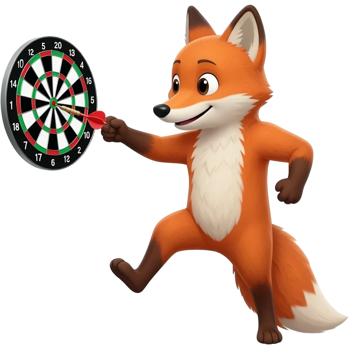 Ein Fuchs der Darts spielt emoji