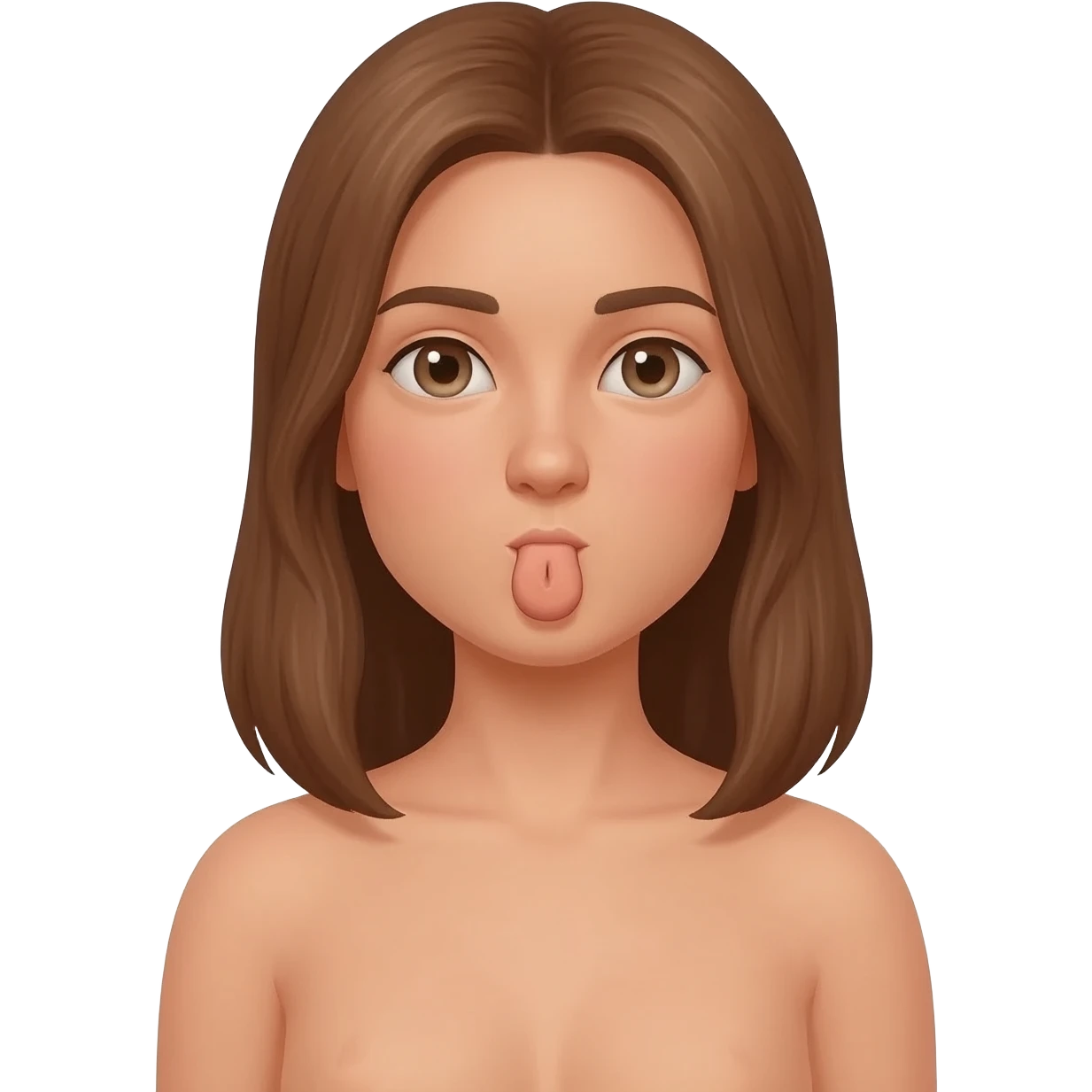 A fully naked woman with a penis emoji
