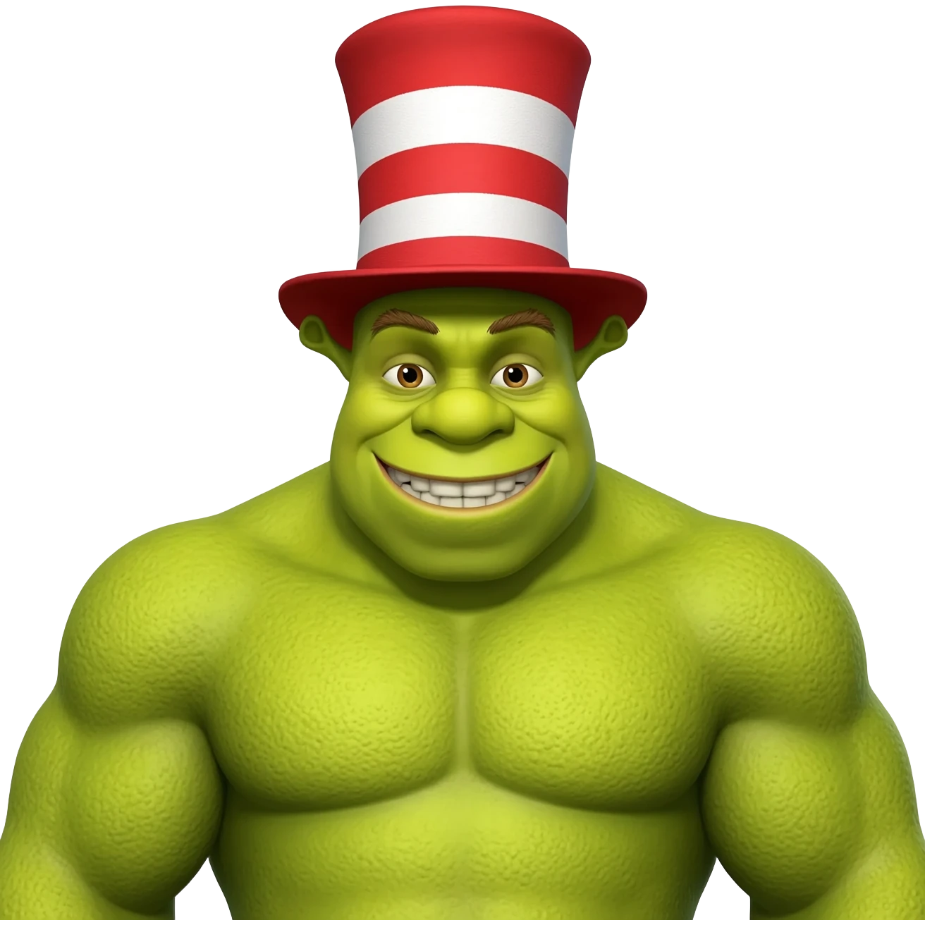 Shrek and cat in the hat merged together as live action charatcer emoji