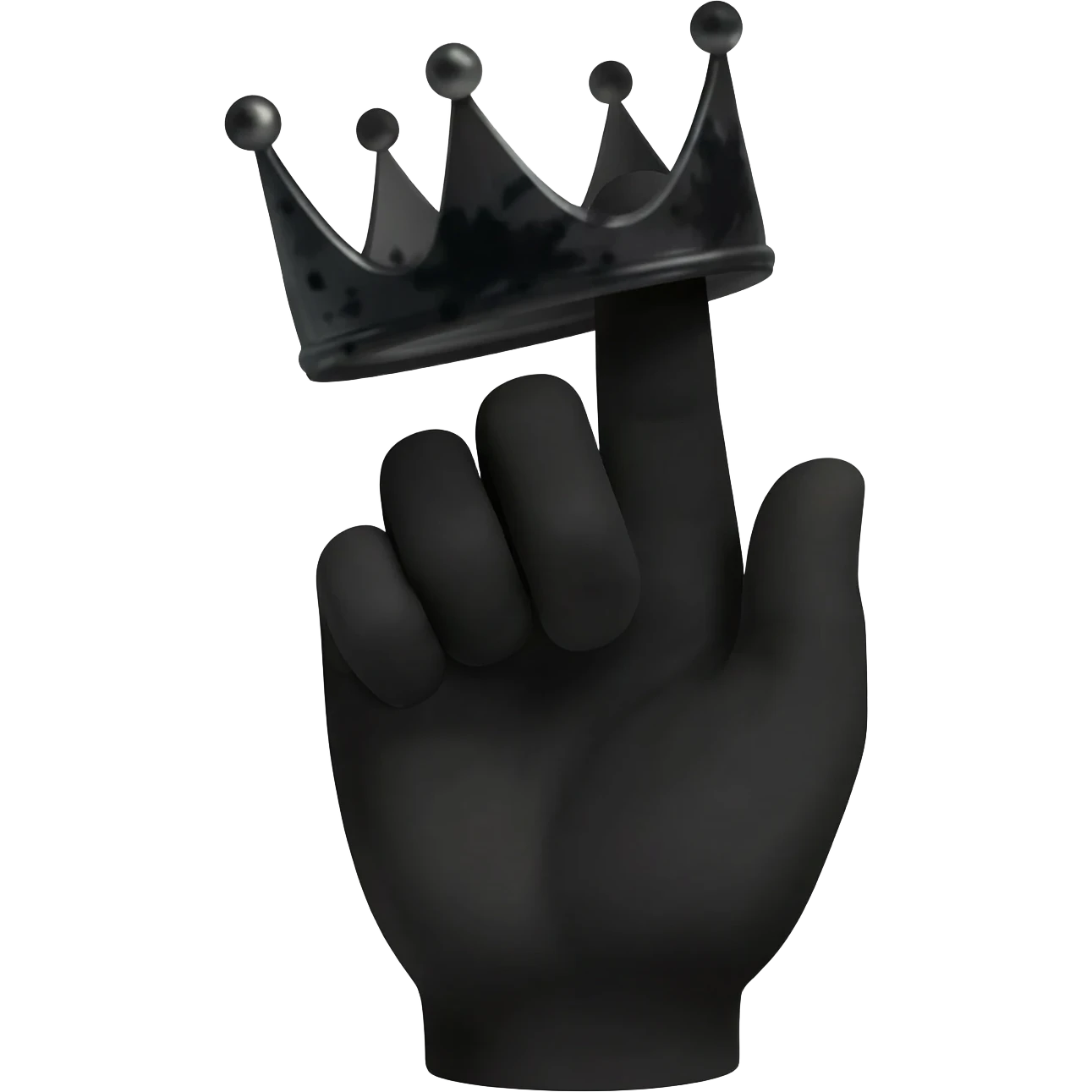 generate a black hand holding a black crown with ink emoji