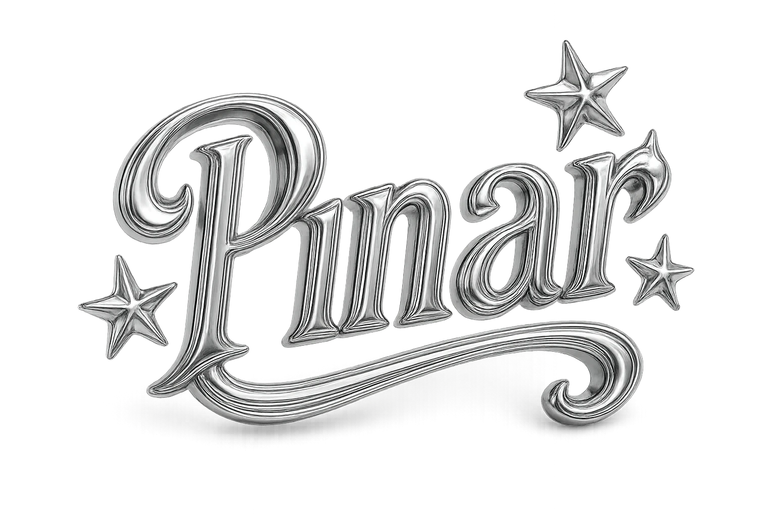 Write "Pınar" in this style, try majesty fonts. Add two or three stars around it so that it looks like this but it has a hand-drawn shape. emoji