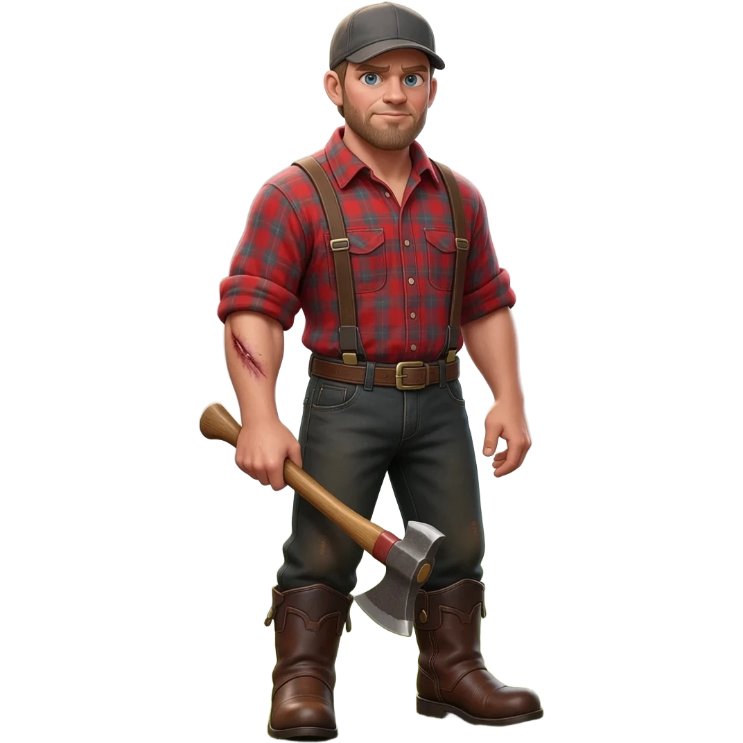 Lumberjack without hair emoji